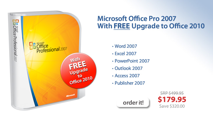 MS Office Pro 2007 with FREE Upgrade to Office 2010